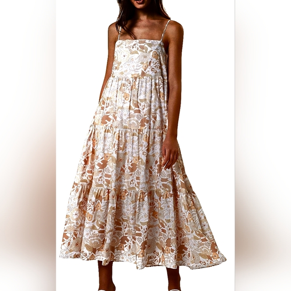 Charlie Holiday Isabella Chocolate Print Sleeveless Maxi Dress - Picture 1 of 10